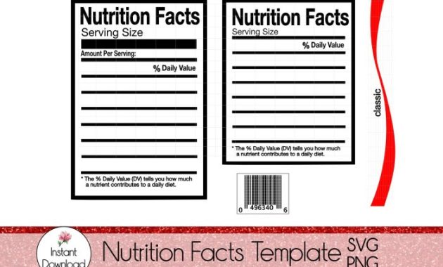 Nutrition facts sheet blank