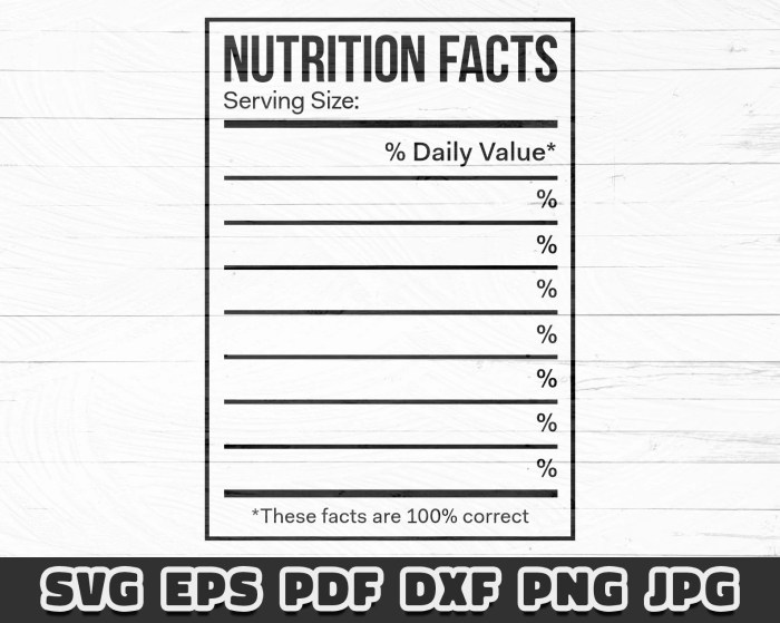 Nutrition facts sheet blank